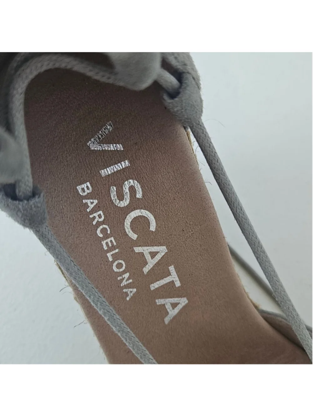 Viscata Gray Suede Espadrille Wedges Made in Spain Size 6.5